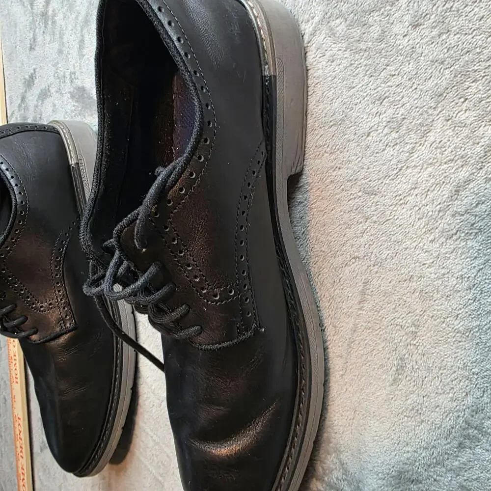 Cole Haan Dress Shoes Mens 12 Black Leather Grandseries Comfort Derby Lace Up